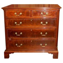 Antique English Geo. III Inlaid Mahogany Chippendale Style Chest of Drawers