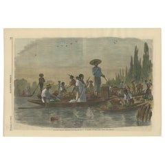 Mexikanische Indianer, die Blumen und Früchte zum Markt bringen, Chalco-See, 1866