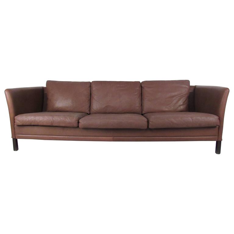 Impressive Danish Modern Leather Sofa For Sale at 1stdibs