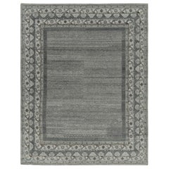 Rug & Kilim’s Khotan Style Rug In Gray and Brown With Floral Borders
