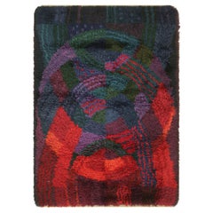 Schwedischer Rya-Teppich im Vintage-Stil mit abstrakten geometrischen Mustern  Rug & Kilim