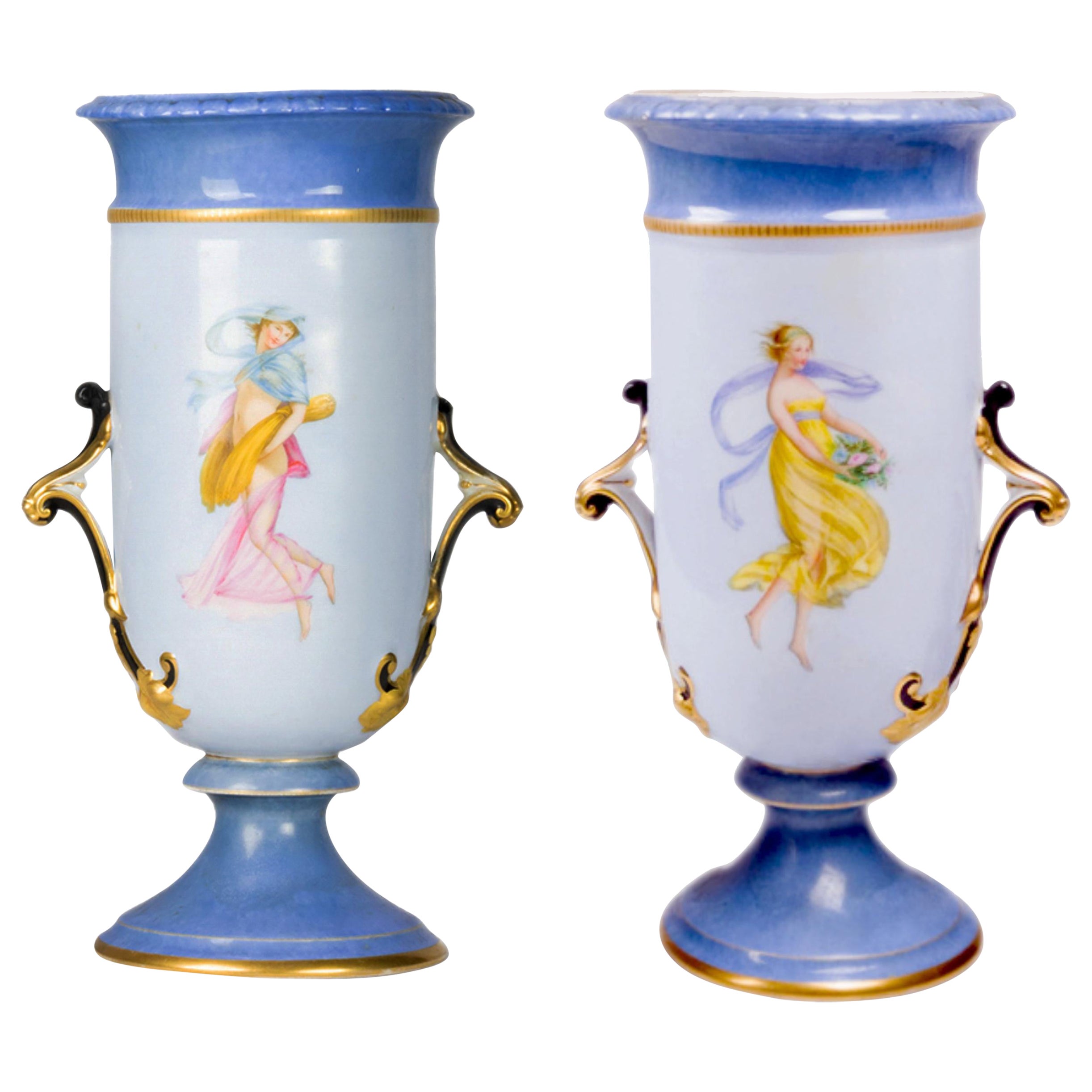 Pair Of Napoleon III Porcelain Vases, (19th Century), Jean Nast