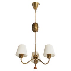 ASEA, Kronleuchter, Messing, Holz, Stoff, Schweden, 1940er Jahre