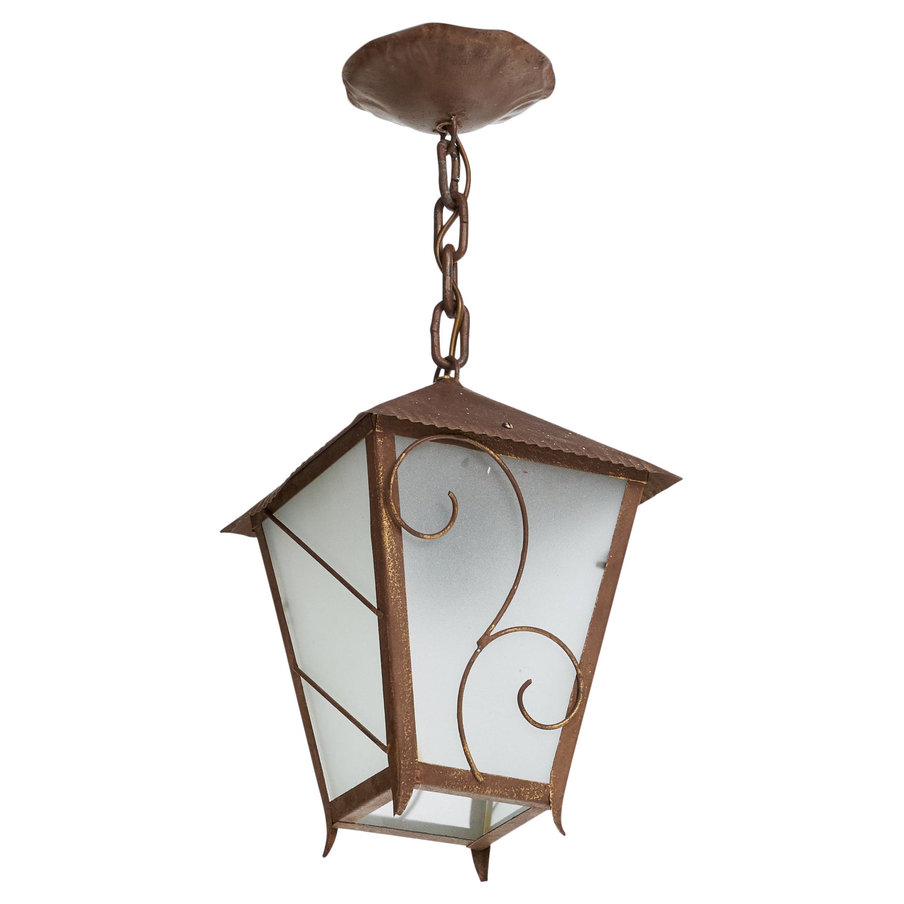 Schwedische Designer-Hängelampe, Messing, Glas, Schweden, 1930er Jahre