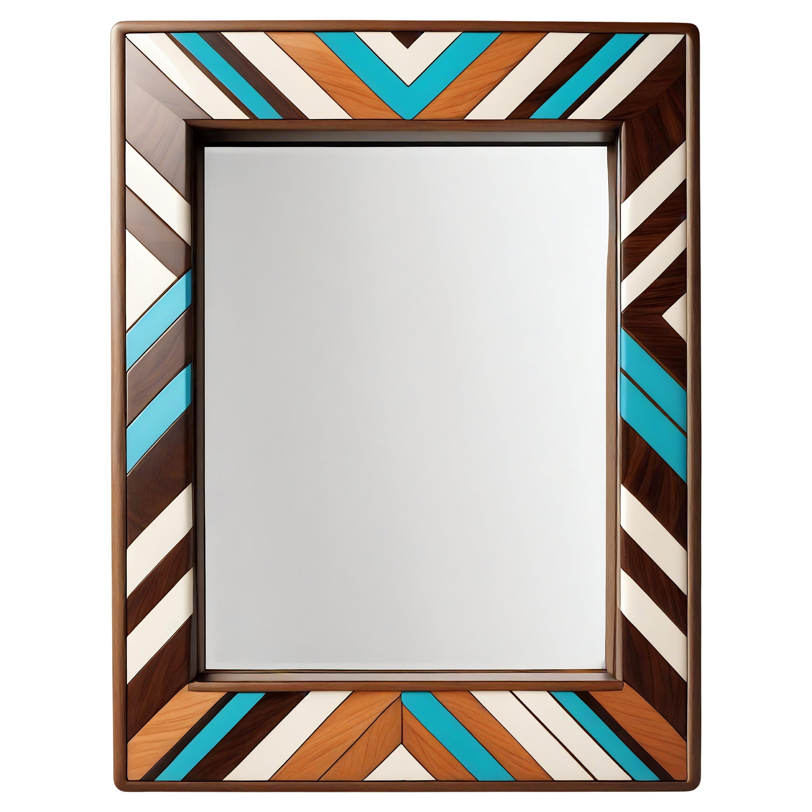 Miroir mural ZZ inspiré par le chevron, fabriqué à la main par Artisanal