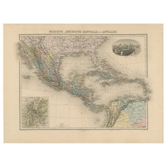 Mapa Histórico Francés: México, Centroamérica y las Antillas, c. 1850