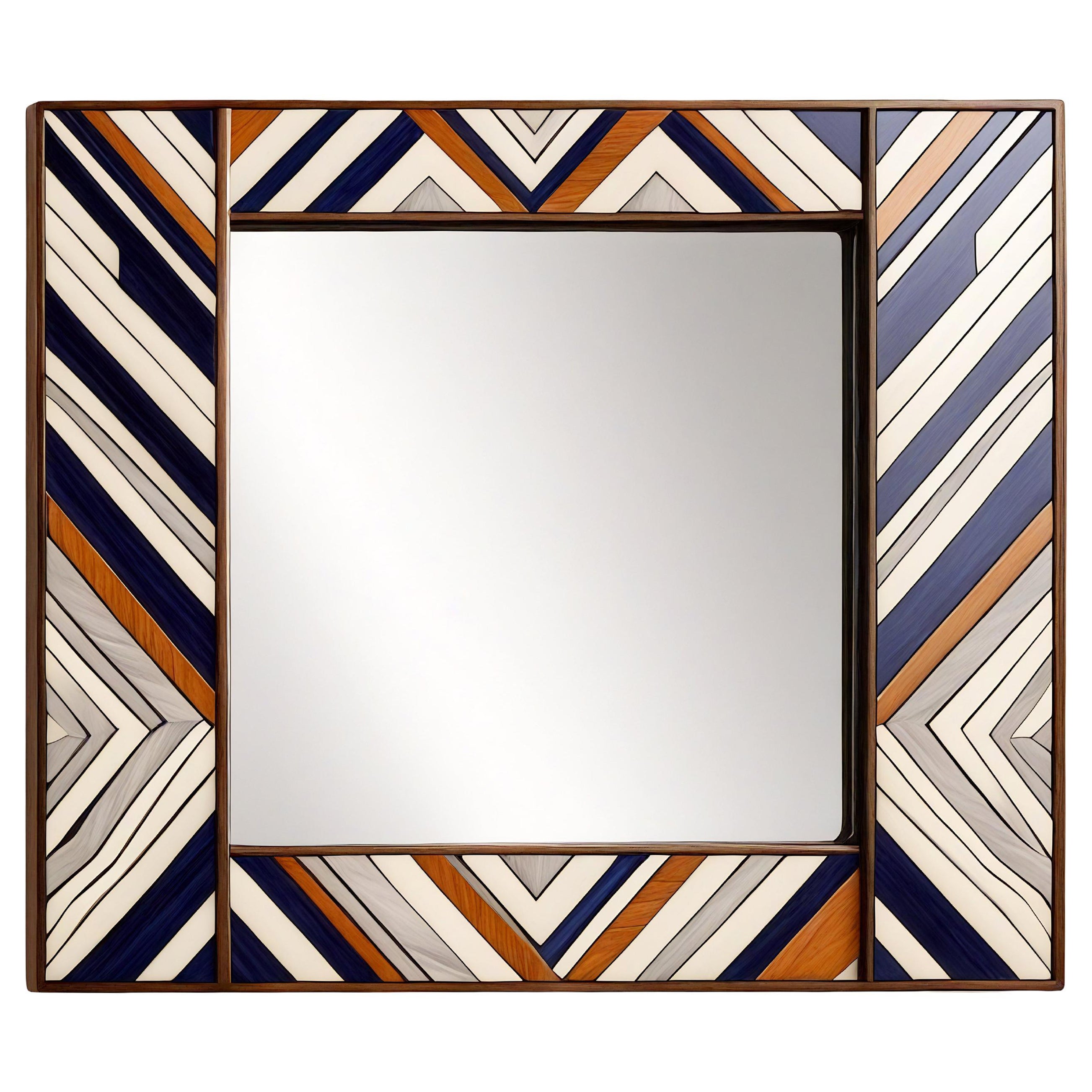 Miroir mural ZZ inspiré par le chevron, fabriqué à la main par Artisanal
