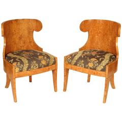 Pair of Biedermeier Burl Elm Chairs