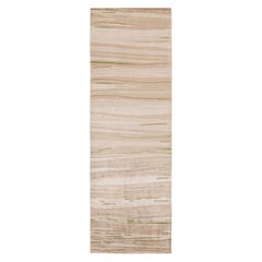 Tappeto contemporaneo a righe Beige Brown Striped Silk Runner by Rug & Kilim