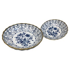 Cuencos "Meissen" en diseño Cebolla azul con borde dorado