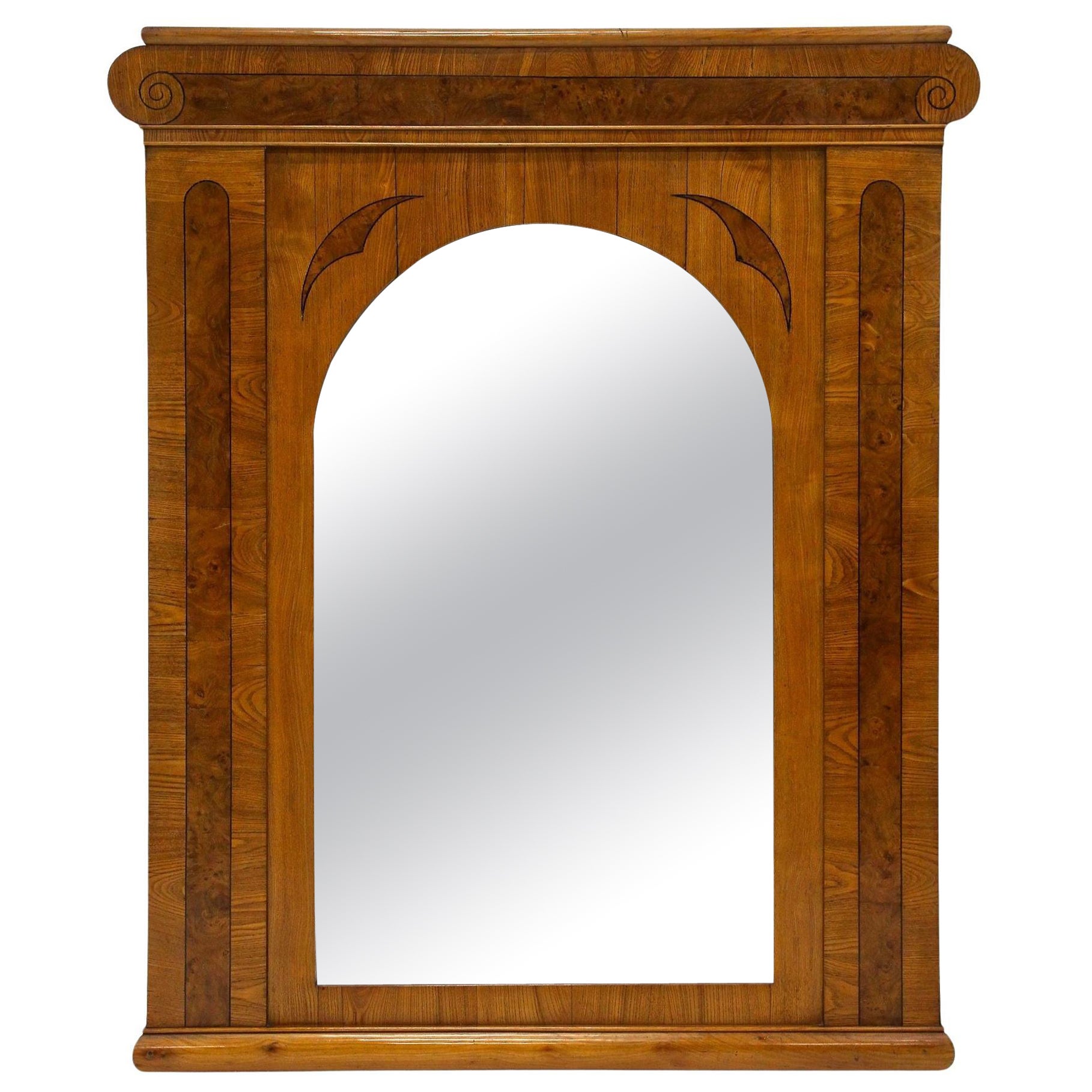 19th Century Biedermeier Wall Mirror, Ash/ Burr Walnut - Bohemia ca. 1860