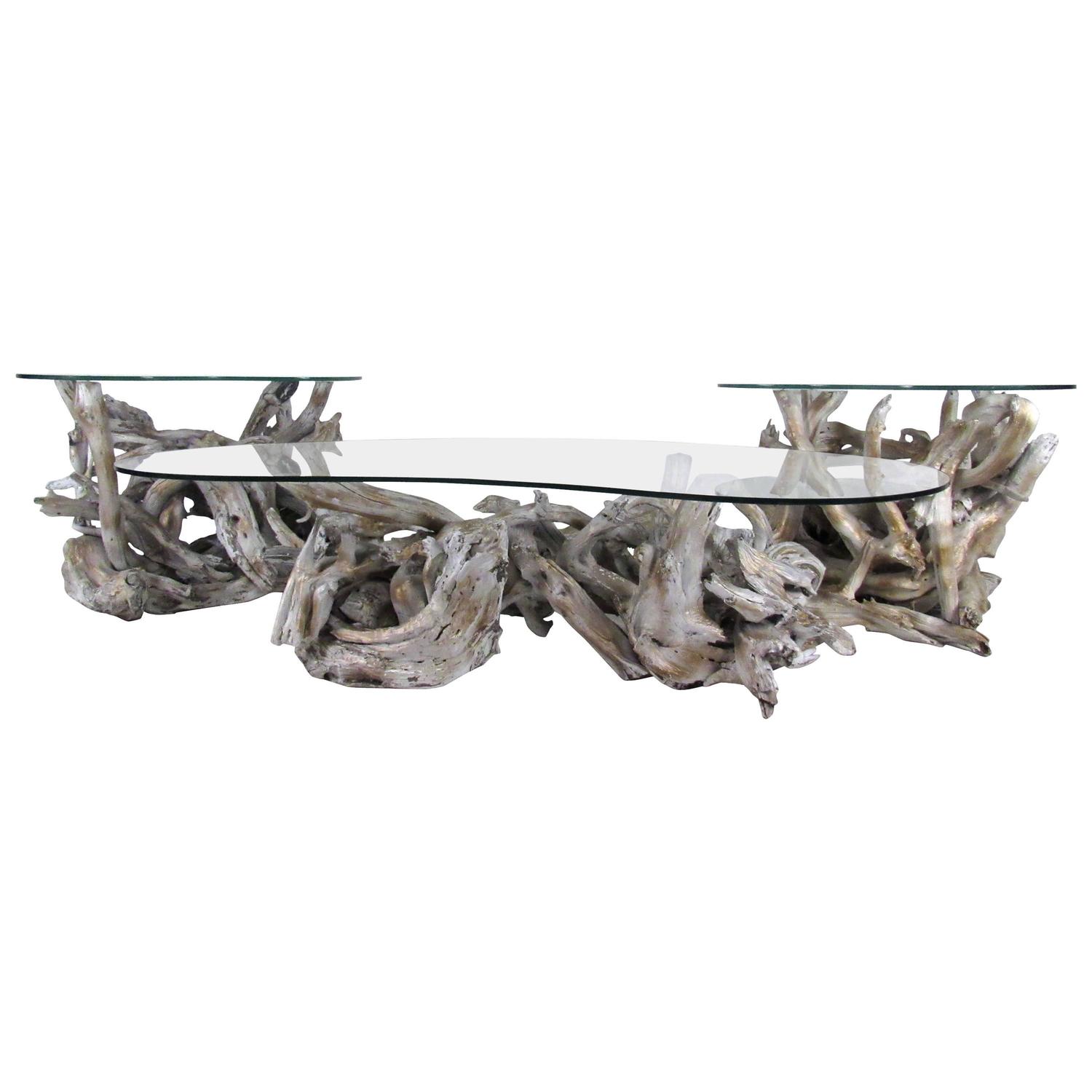Unique Set of Free Form Vintage Driftwood Tables For Sale