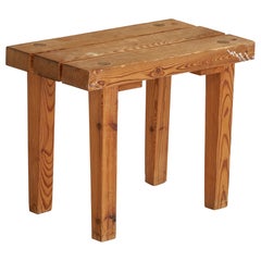 Schwedischer Designer, Hocker, Kiefernholz, Schweden, 1960er Jahre