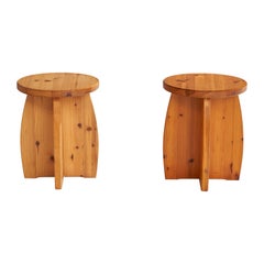 Swedish Designer, Stools, Pine, Sweden, 1970s
