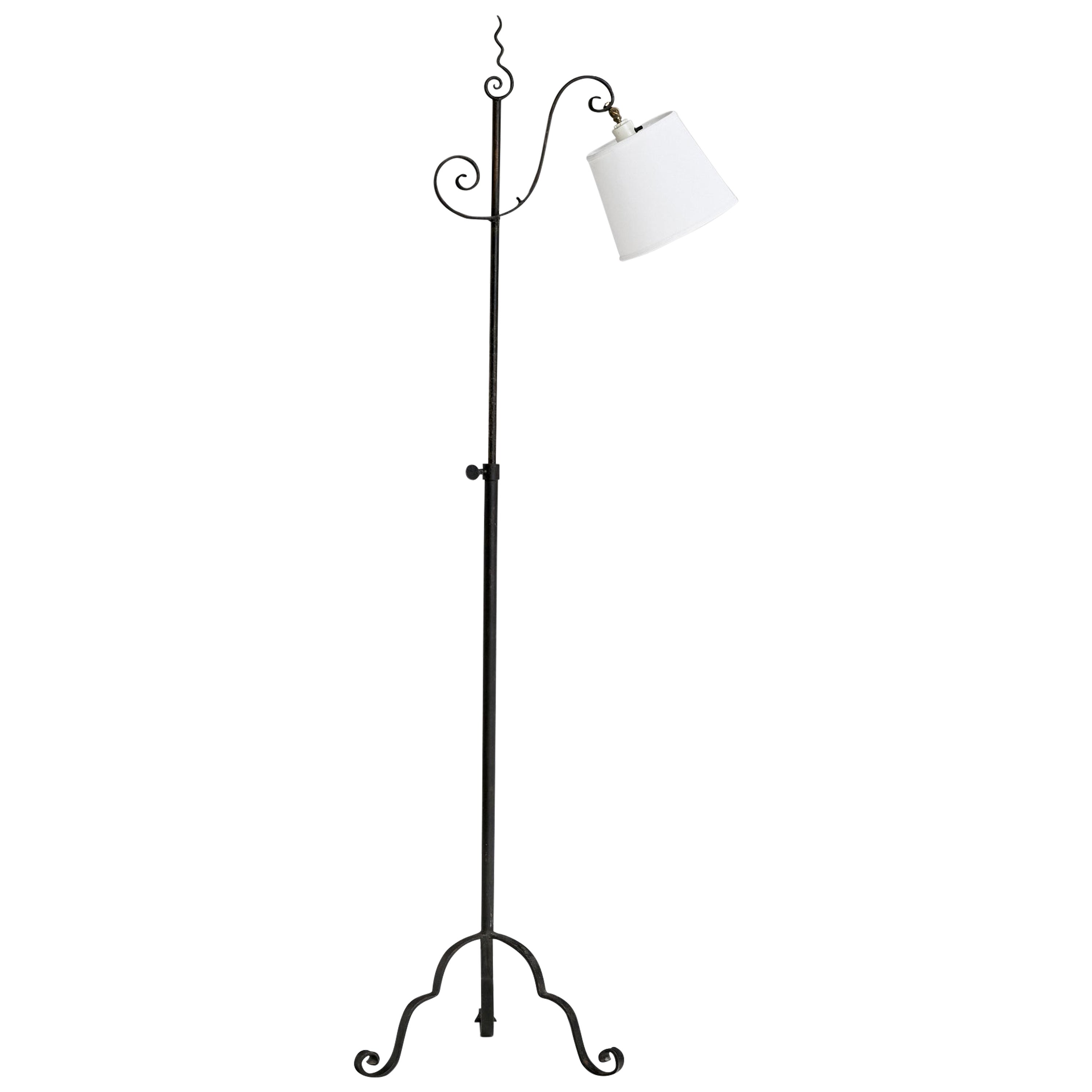 Schwedische Designerin, Stehlampe, Eisen, Stoff, Schweden, 1940er Jahre