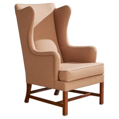 Kaare Klint, Lounge Char, acajou, tissu, Danemark, années 1950
