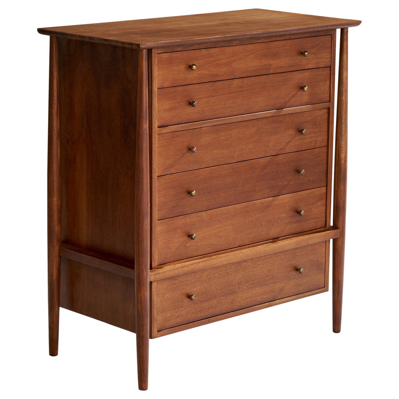 Mount Airy, Chest of Drawers, Walnut, Brass, USA, 1950s For Sale