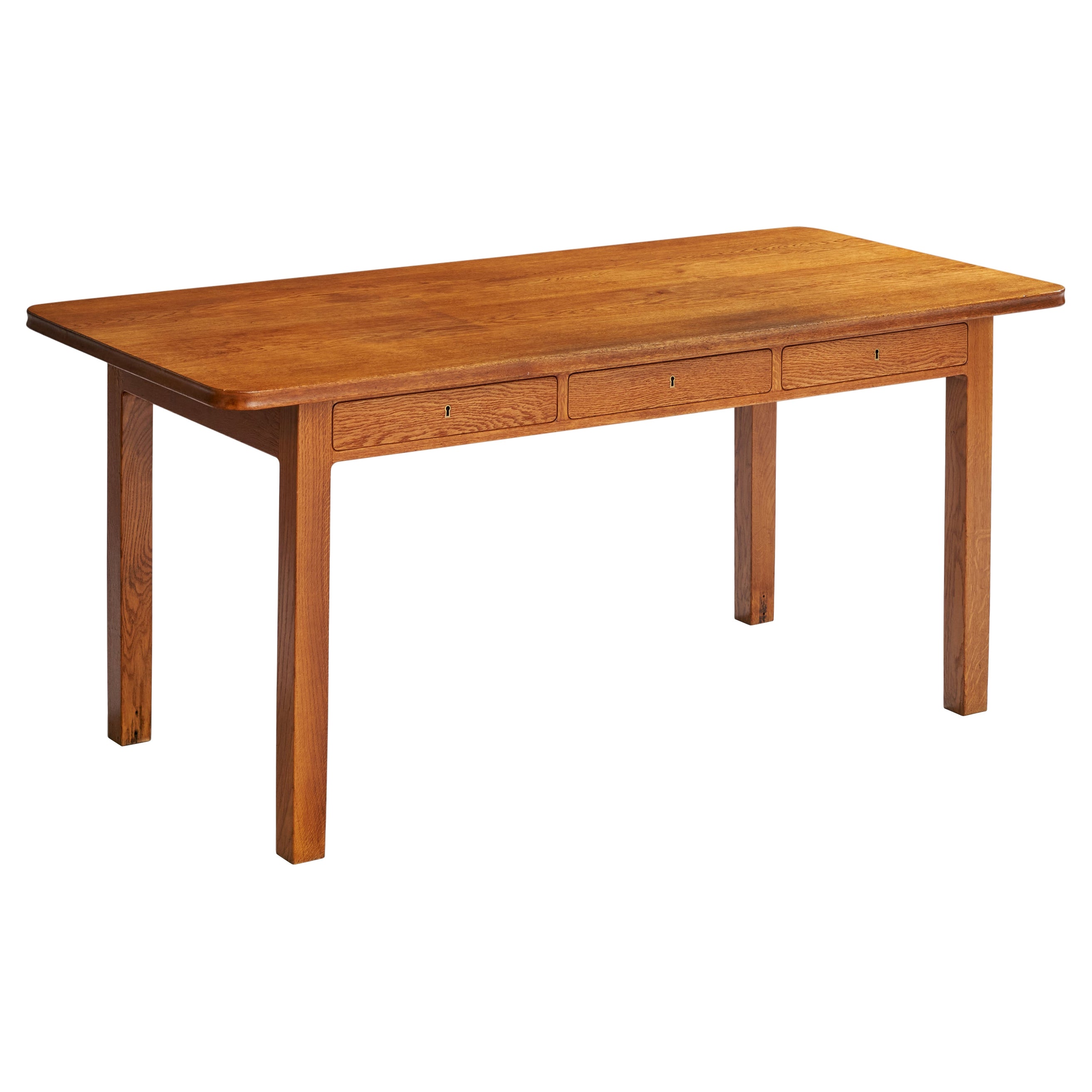 Martin Nyrop, Desk, Oak, Brass, Denmark, c. 1900
