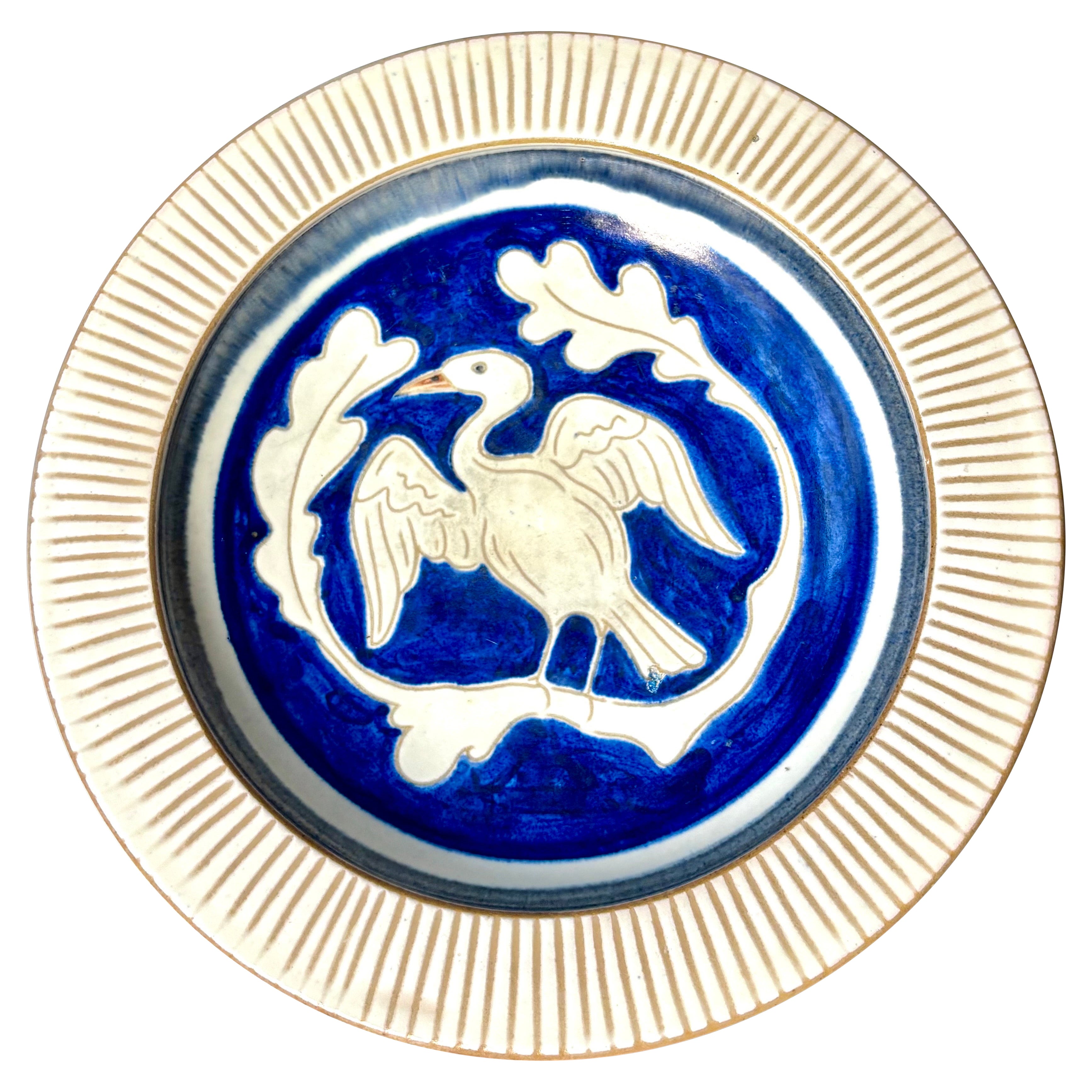 Ludvig Kyhn Blue White Bird Decorative Vide-Poche, 1950s