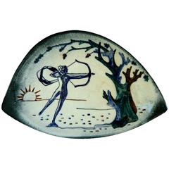Vintage Stonelain Hand-Decorated Ceramic Tray, circa 1940s -1950s