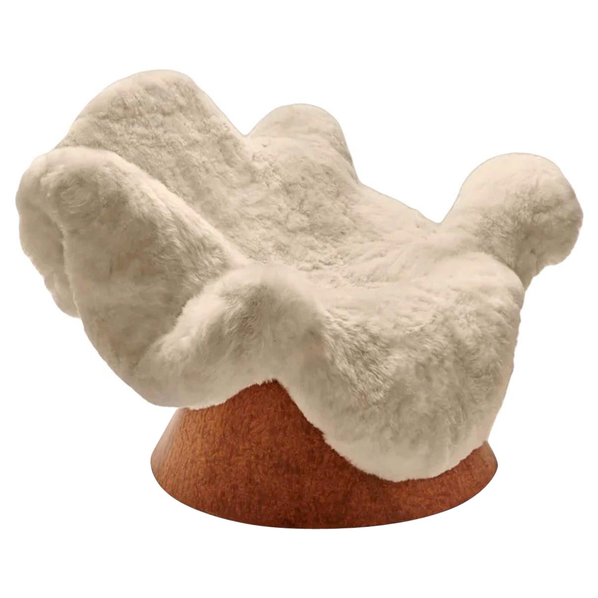 Anemone Contemporary Soft Chair in Alpaca Fur and Wood Veneer by Brandi Howe