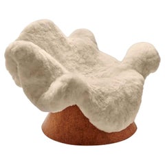 Anemone Contemporary Soft Chair in Alpaca Fur and Wood Veneer by Brandi Howe