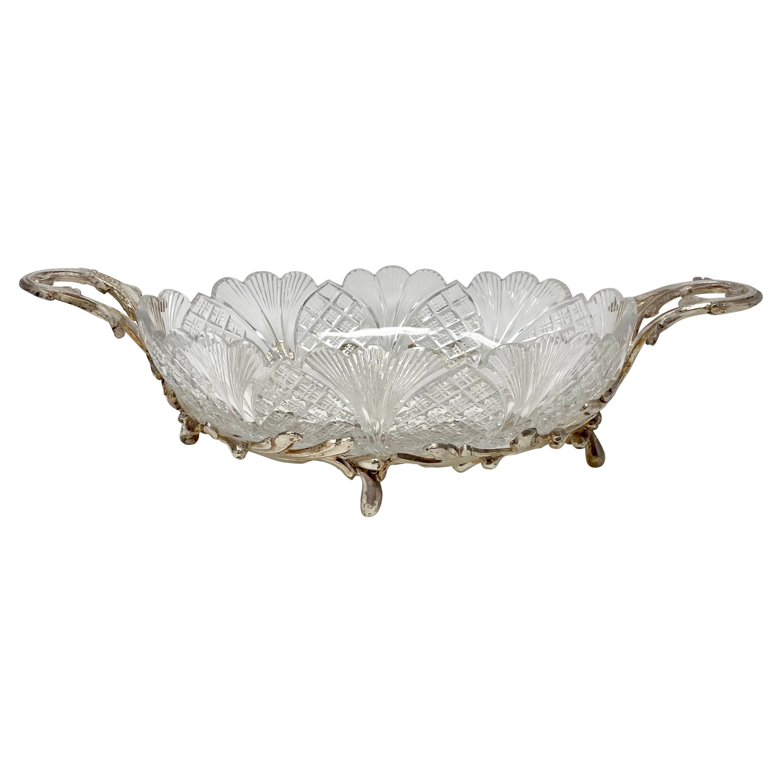 Antique French Silver on Bronze & Cut Crystal Centerpiece, Circa 1910.