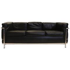 Vintage Le Corbusier LC2 Dreisitziges Ledersofa von Cassina