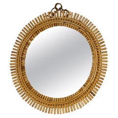 Large Rattan and Bamboo Mirror by Franco Albini for Bonacina, Italy 1960's