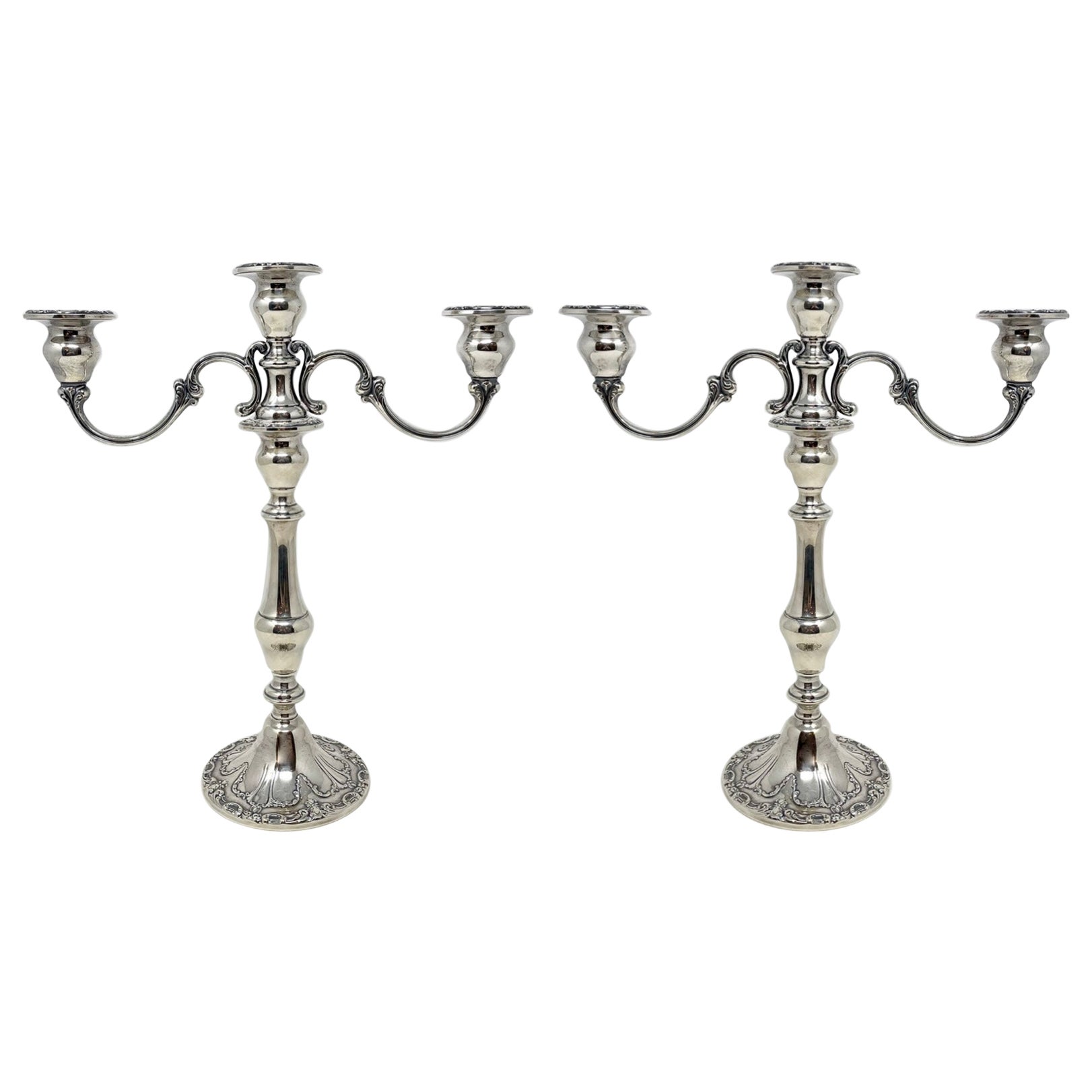 Paire de candélabres convertibles en argent sterling de Gorham, datant des années 1930