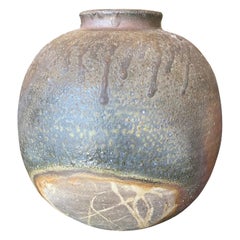 Izuru Yamamoto Jarrón de cerámica japonesa Bizen Ware Yohen Tsubo con esmalte ceniza