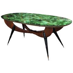 Modern Sculptural Italian Faux Painted Dining Table with a Green Top 