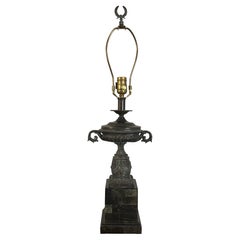 Patinated Cast Bronze and Tessellated Stone Table Lamps by Maitland Smith