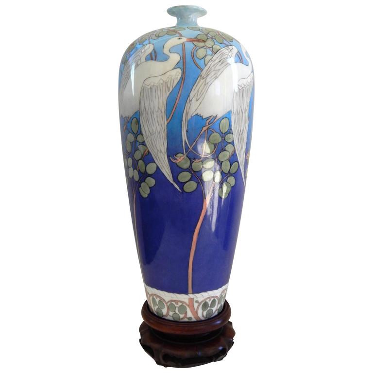 Art Nouveau Belleek Willets Hand Painted Porcelain Vase, 1908 For Sale