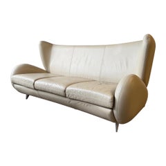 Fiftyish Wingback Leather Sofa by Vladimir Kagan for American Leather