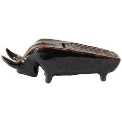 Vintage Midcentury Ceramic Bull Bank