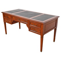 Grange French Regency Louis XVI Cherry Wood Leather Top Writing Desk