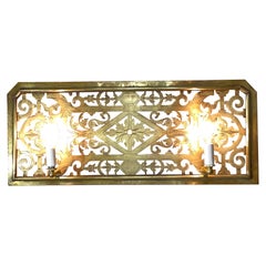 One Of A Kind  Single Antique Brass Electrified Wall Sconce - Art Deco Style