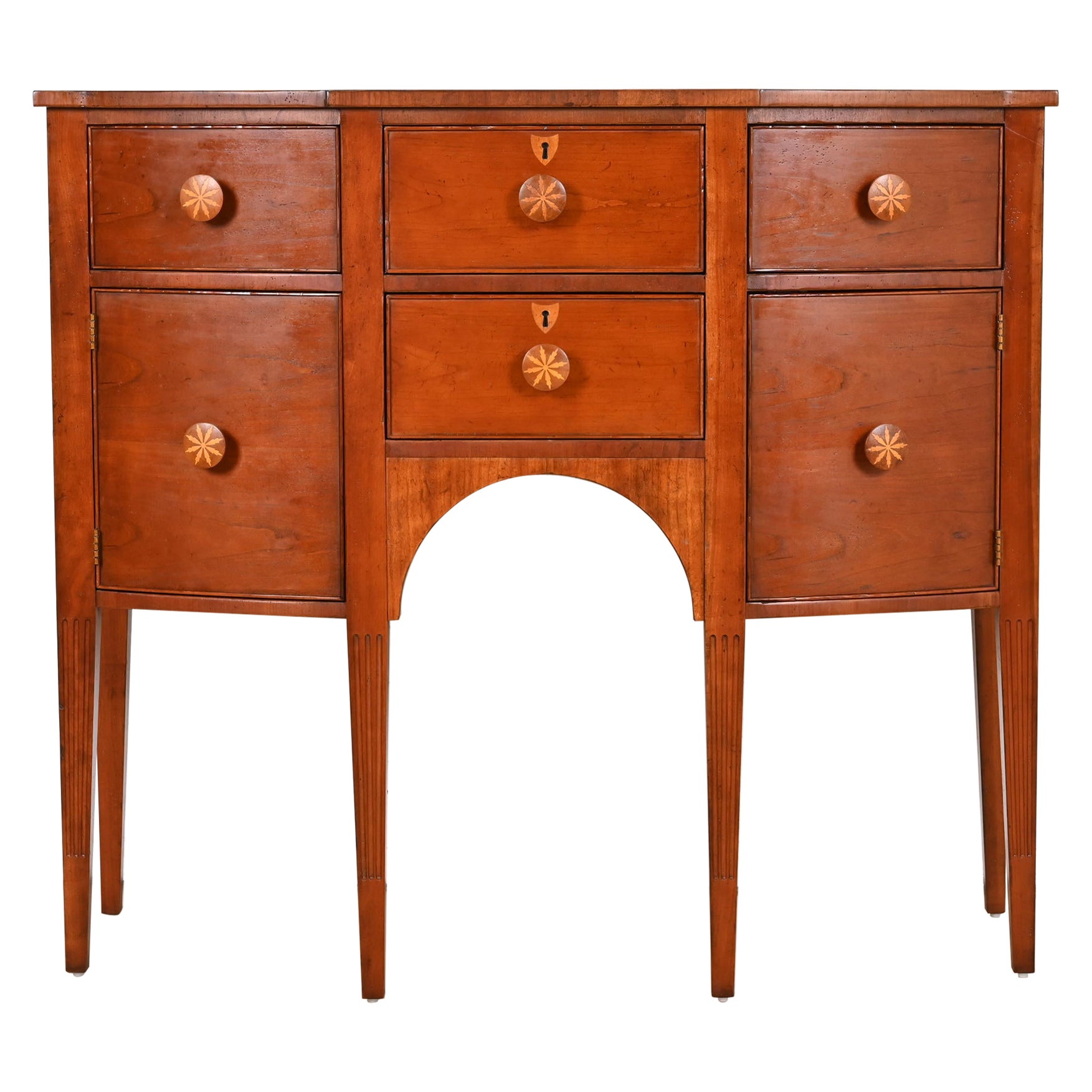 Baker Furniture Federal Inlaid Cherry Wood Sideboard Credenza