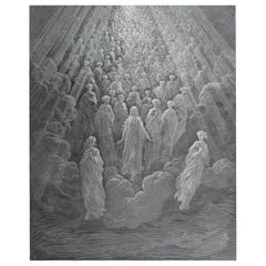 Large Original Antique Print By Gustave Doré, " Angels In Mercury "