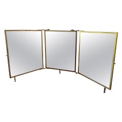 Miroir triptyque français du début du 20e siècle en bronze et peinture, années 1920