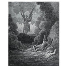 Großer antiker Originaldruck von Gustave Doré, "Satan und Beelzebub"