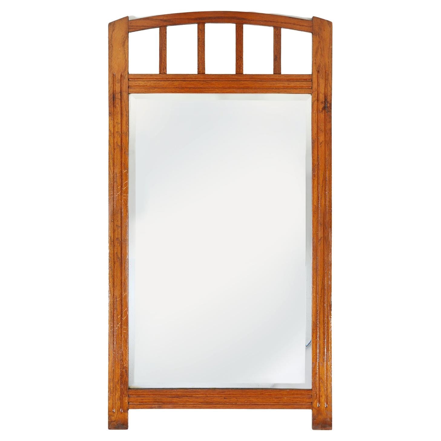 Art Deco mirror in solid wood with facet cut mirror, 1930s