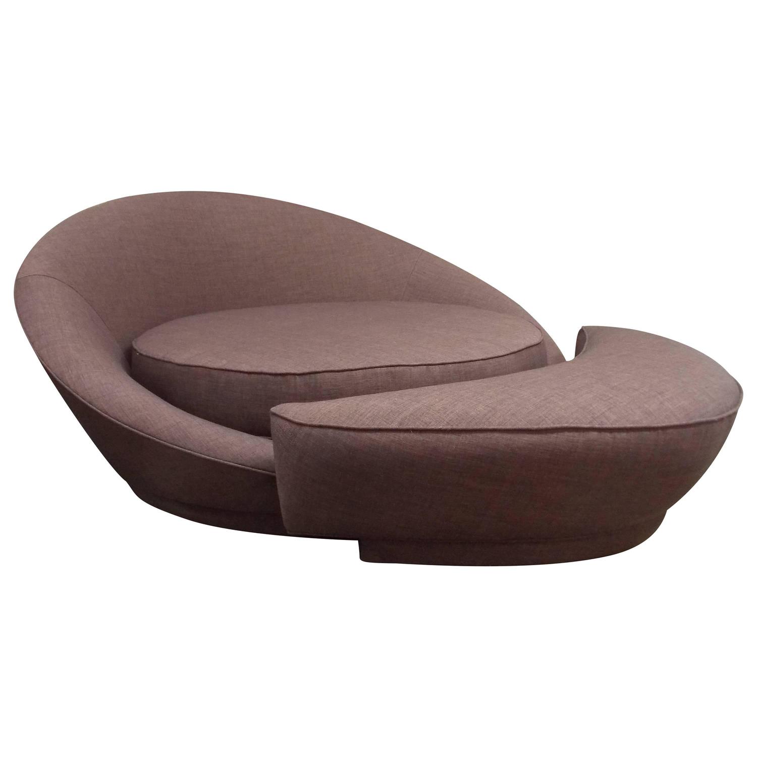 Milo Baughman Round Loveseat Or Lounge Chair With Ottoman At 1stdibs