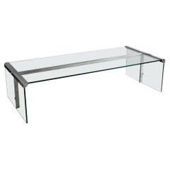 Mesa de centro grande de cristal y metal de Pierangelo Gallotti para Gallotti&Radice