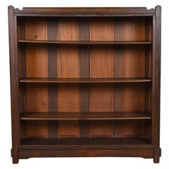 Stickley Brothers Style Antique Mission or Arts & Crafts Carved Walnut Bookcase