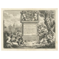 Gravure d'Armoiries d' Agostino Chigi et Vue de Rome, par C.Fantetti, vers 1690