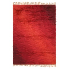 Schwedischer Rya-Teppich im Vintage-Stil in Rot mit geometrischen Mustern  Rug & Kilim
