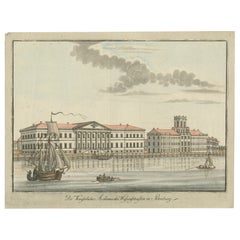 Handkolorierte Gravur der Akademie der Wissenschaften, St. Petersburg, ca. 1792-1820
