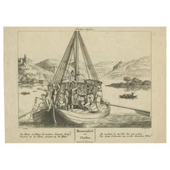 Gravure de "Rheinweinlied" par Matthias Claudius, célébrant le Rhin, vers 1830